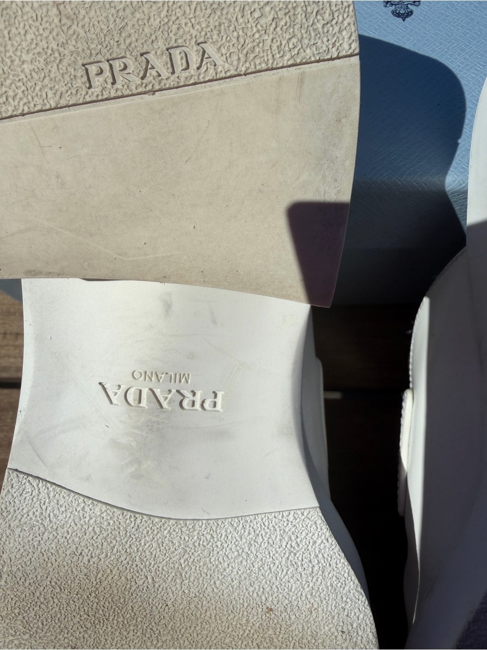Prada White Triangle Logo Slip-On Loafers, size 38 - Picture 10 of 11